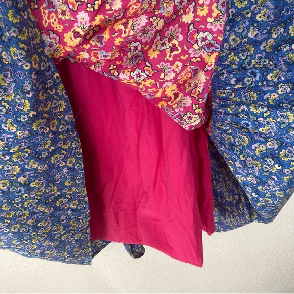 House Of Harlow 1960 Floral Maxi Dress Large Puff Sleeves Cotton Poplin Pink - Picture 14 of 16